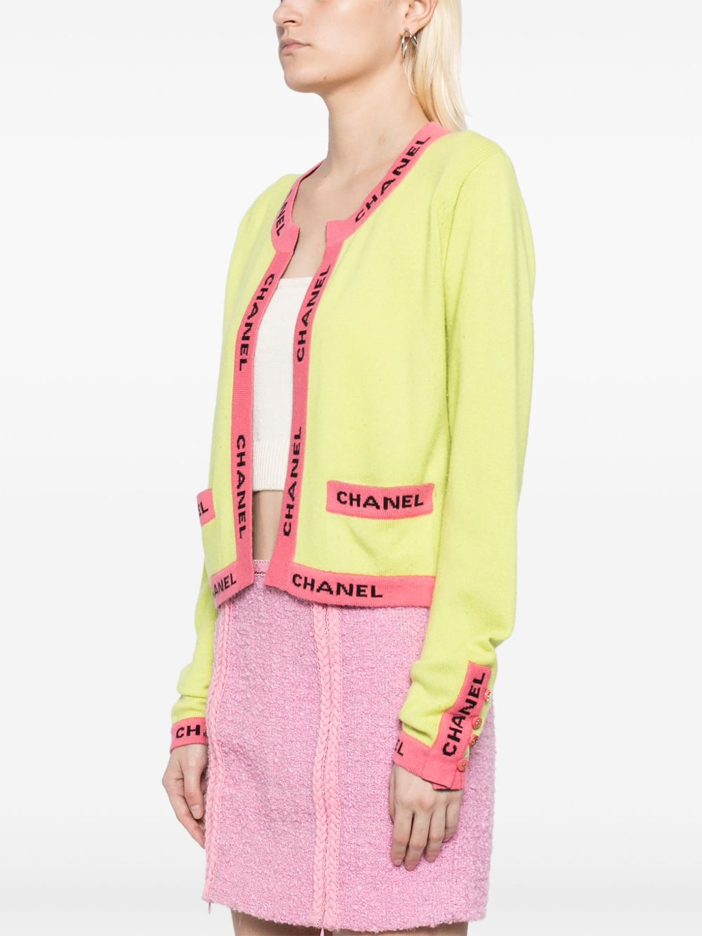 CHANEL 1995 logo trim cardigan Women