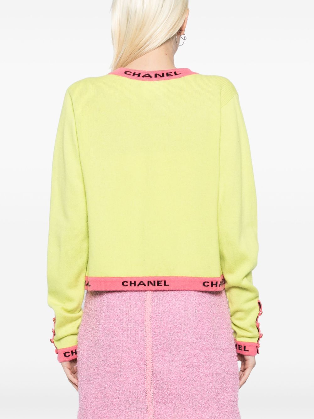 CHANEL 1995 logo trim cardigan Women