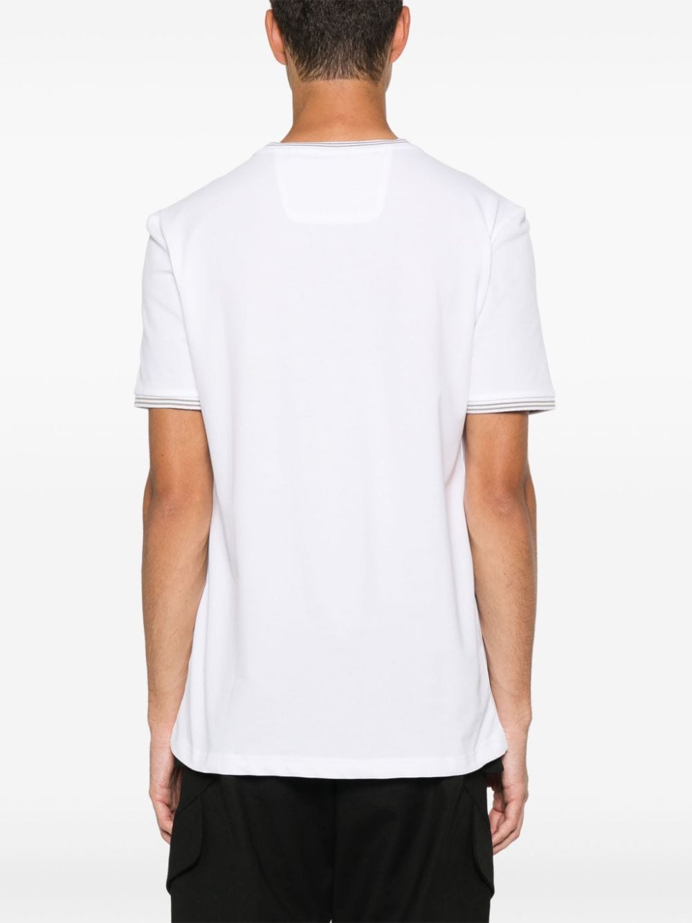 Shop Hugo Boss Logo-tape Striped-edge T-shirt In White