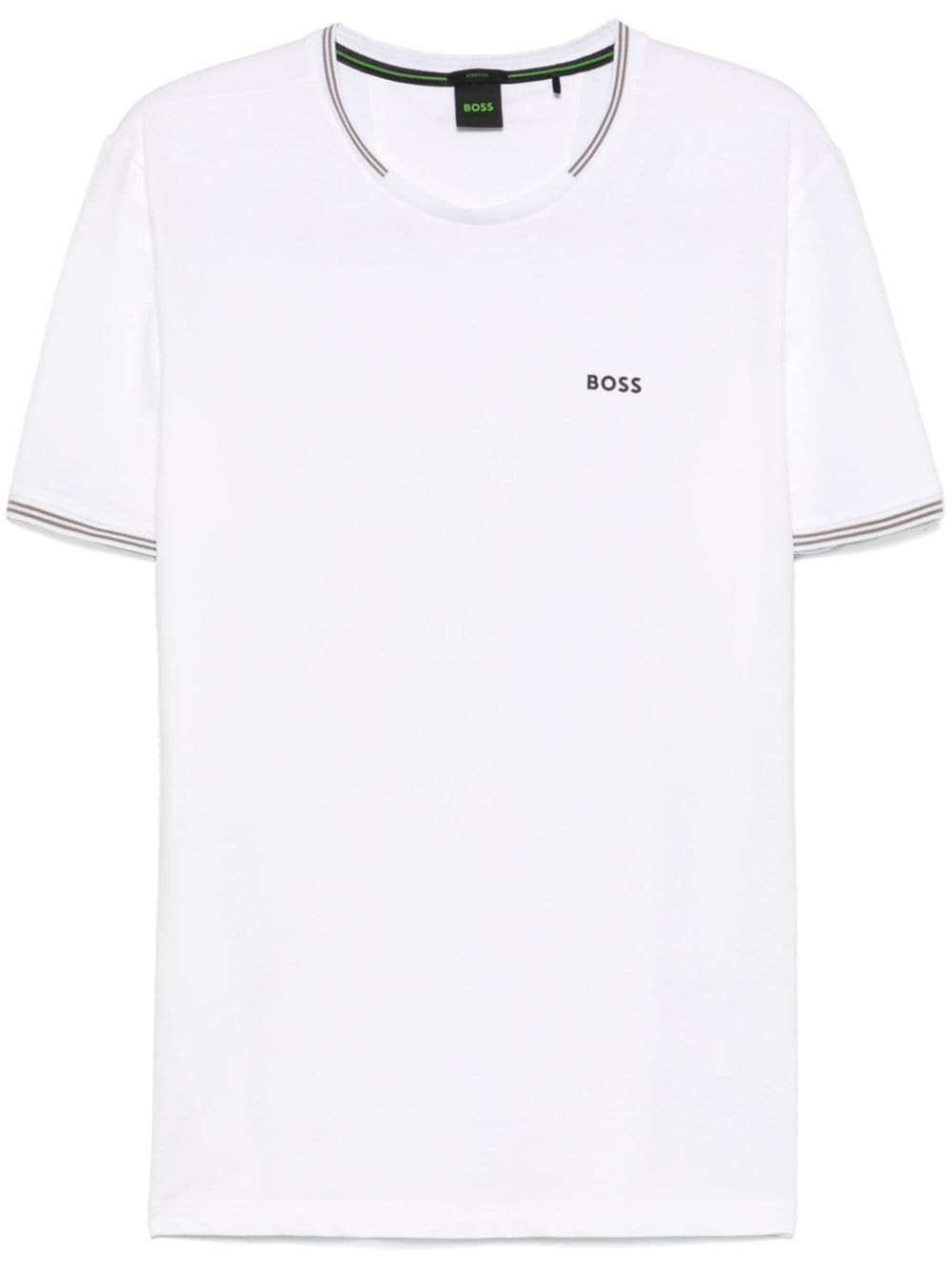 Shop Hugo Boss Logo-tape Striped-edge T-shirt In White