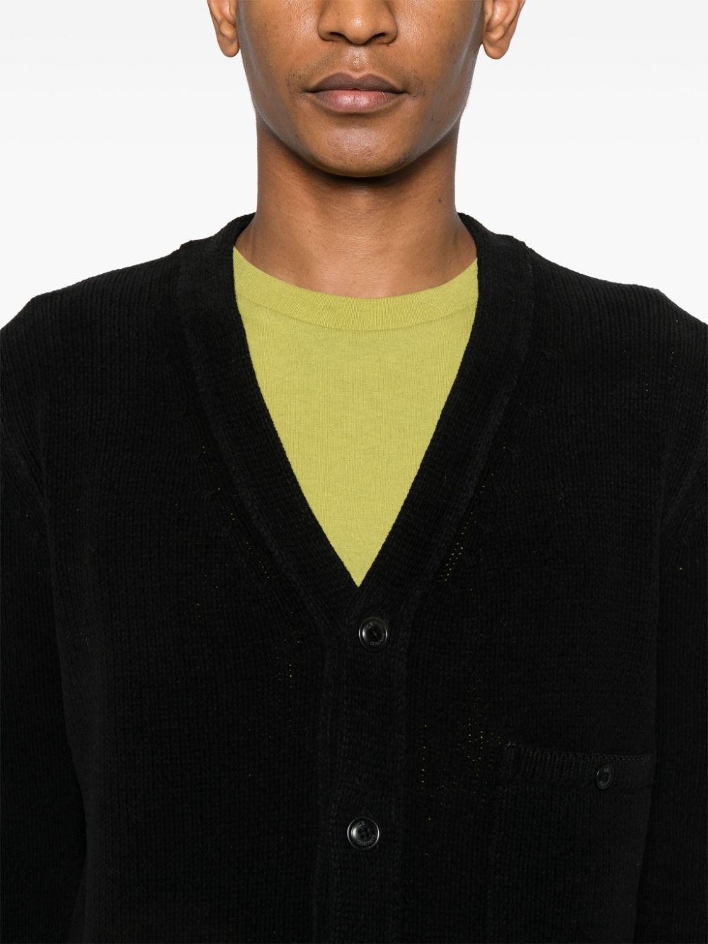 Shop C.p. Company Cotton Chenille Cardigan In Black