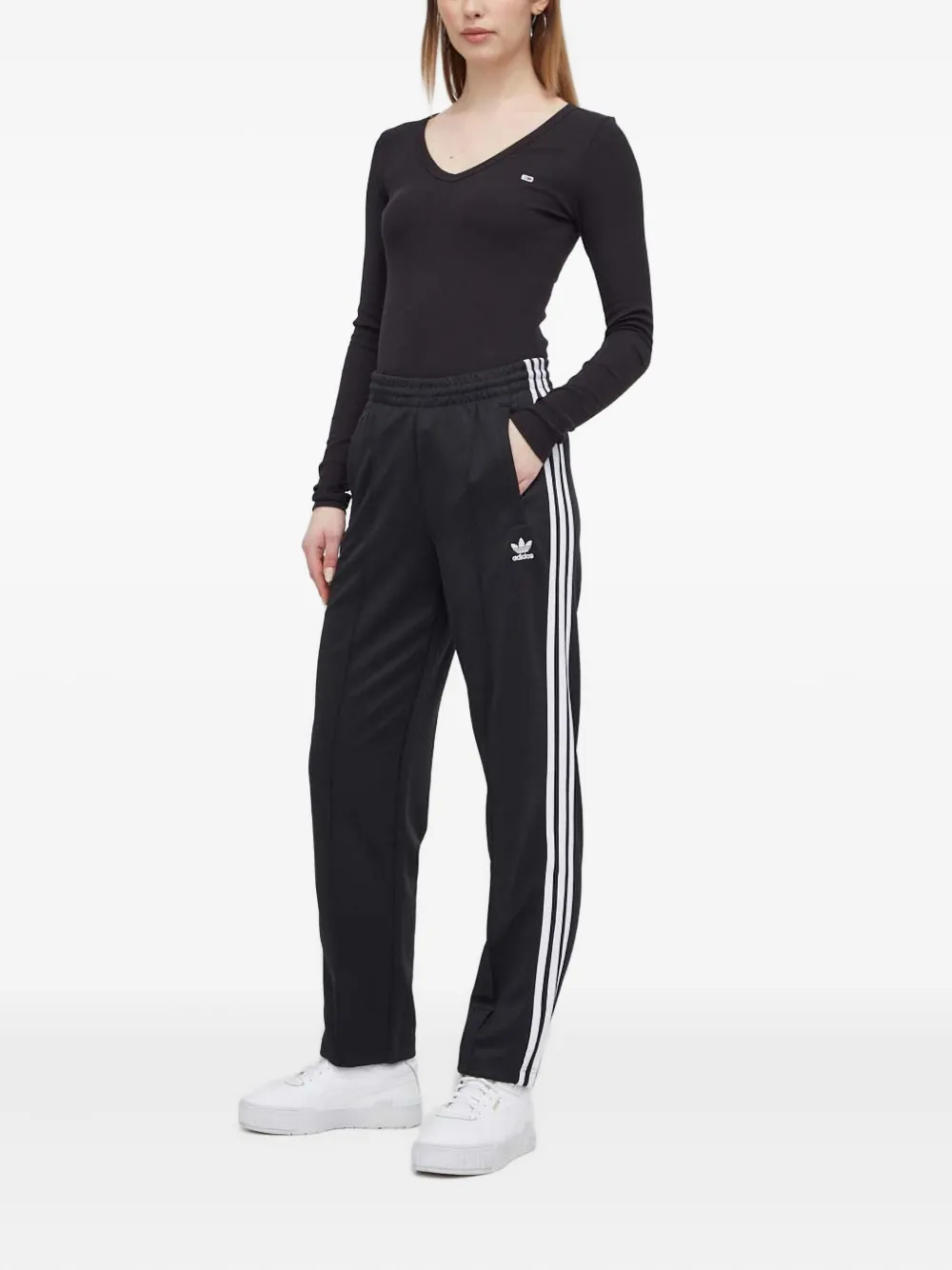 Adidas stripe-detail track pants - Zwart
