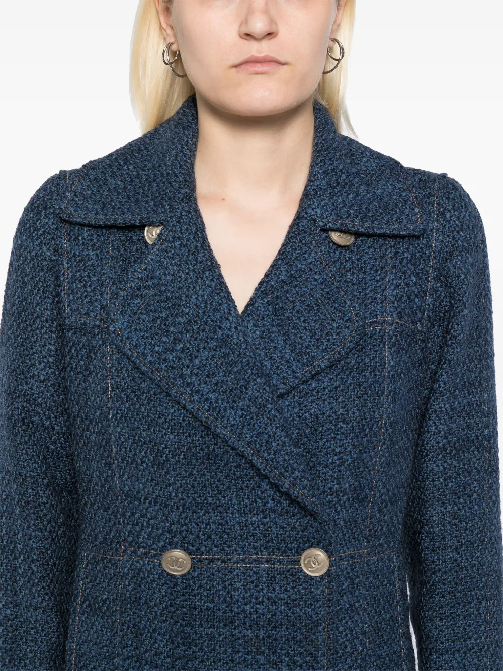Pre-owned Chanel 2010 Double-breasted Blazer In Blue