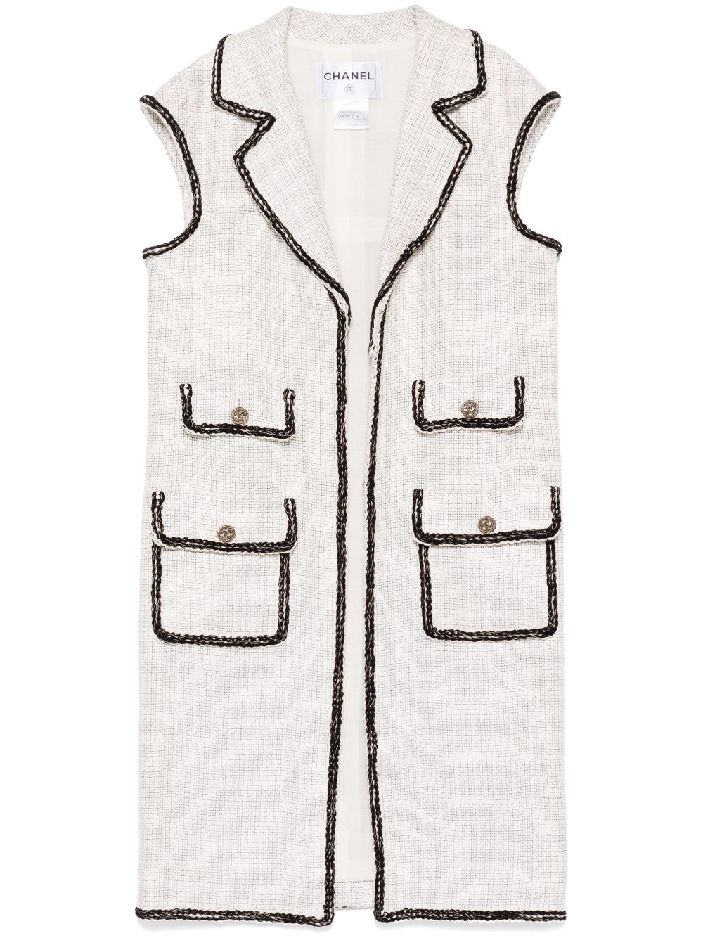 CHANEL 2010s contrasting trim sleeveless coat Women