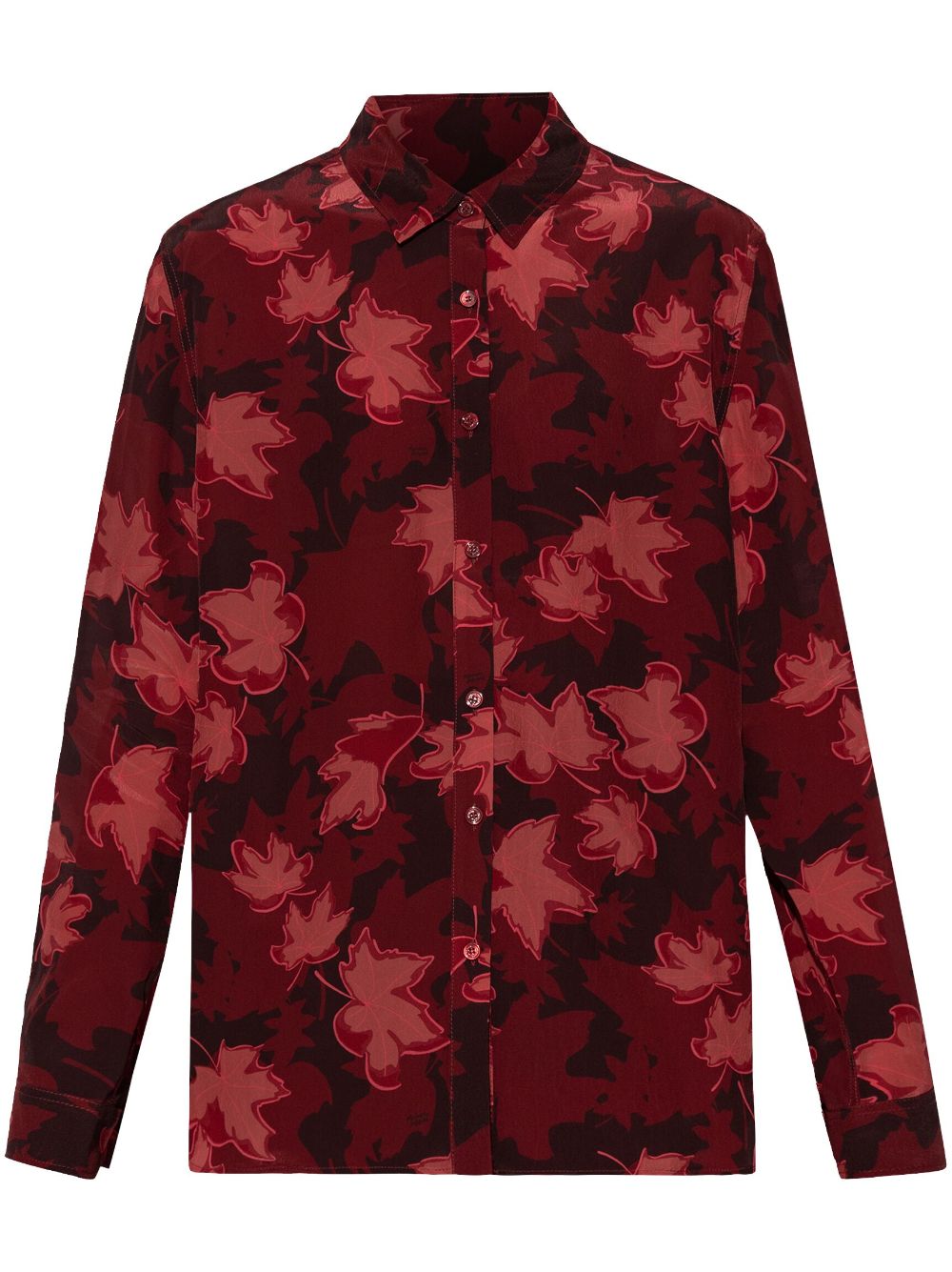 Shop Maison Kitsuné Leaf-print Shirt In Red