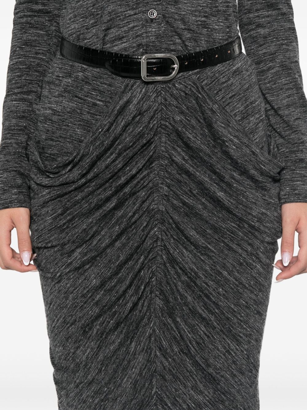 Shop Marant Etoile Ilis Midi Skirt In Grey