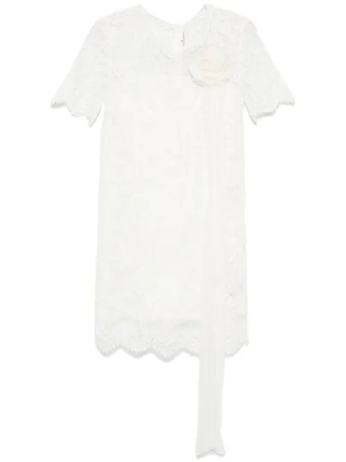 Robe courte à fleurs en dentelle - Ermanno Scervino - Modalova
