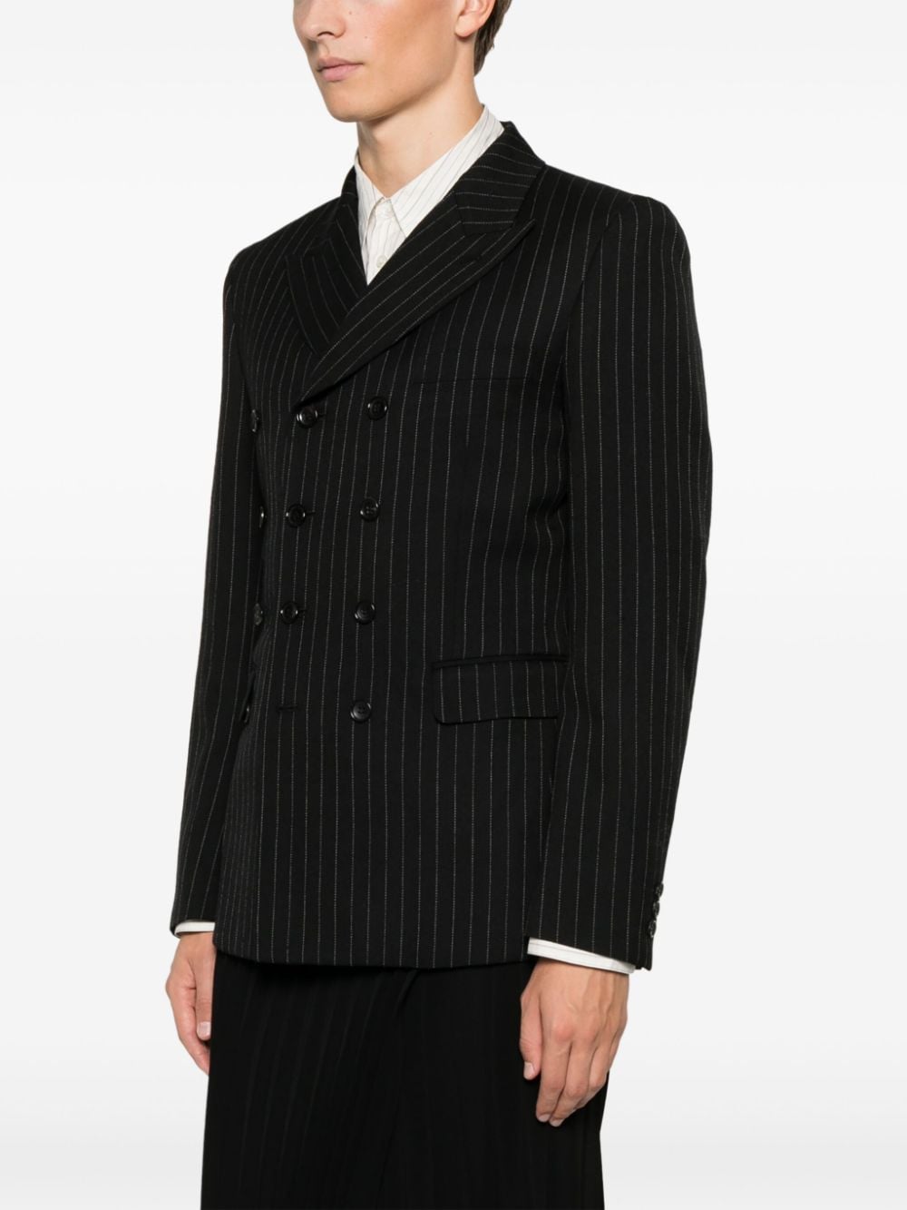 Shop Comme Des Garçons Homme Deux Pinstriped Blazer In Schwarz