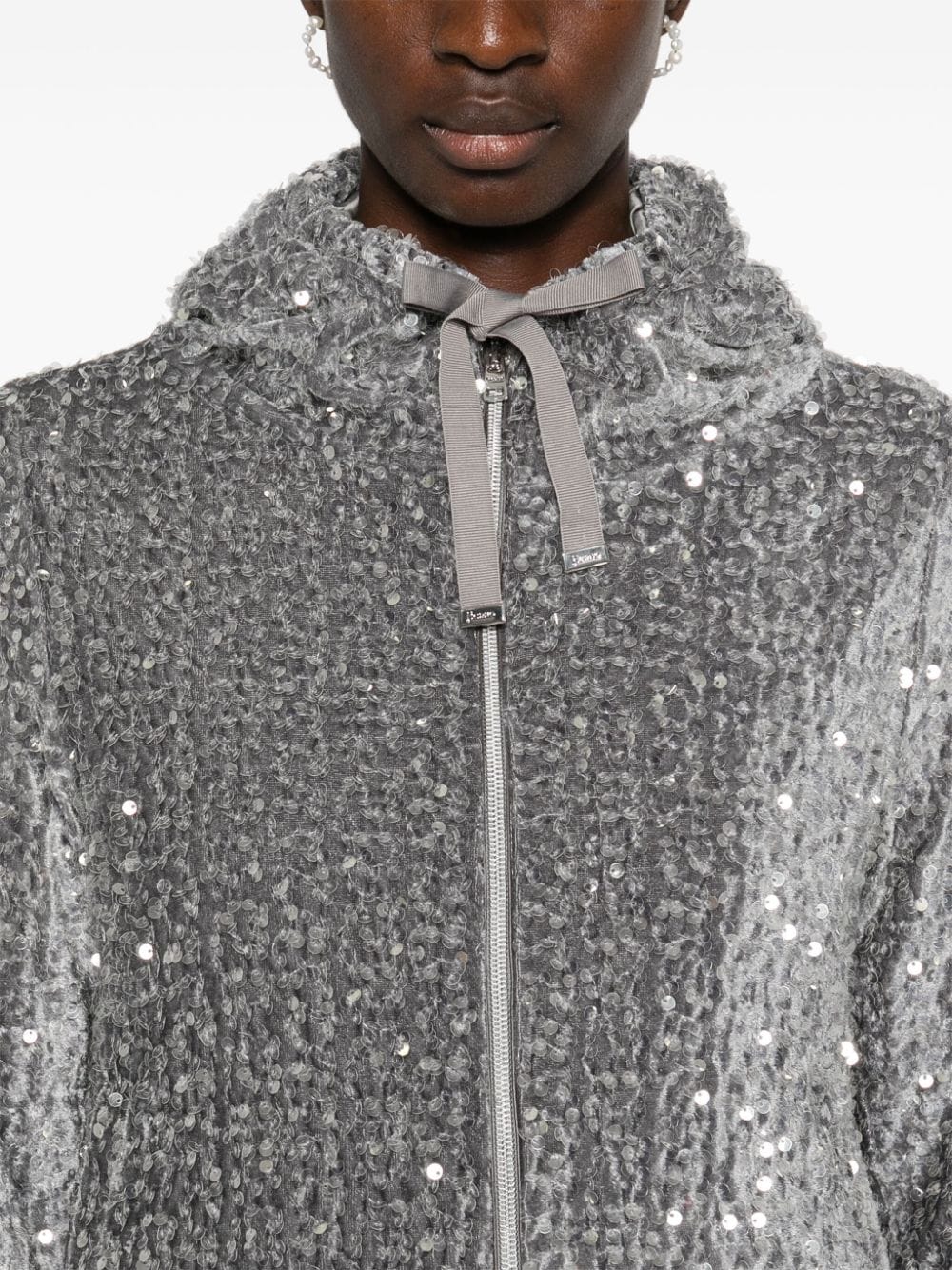 Shop Herno Sequinned Hoodie In Grey