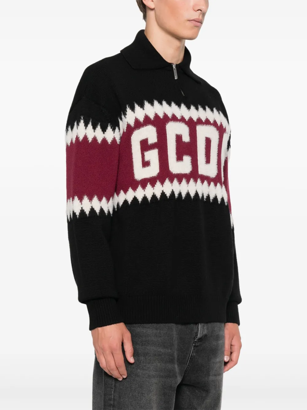 GCDS Trui met logo-intarsia Zwart