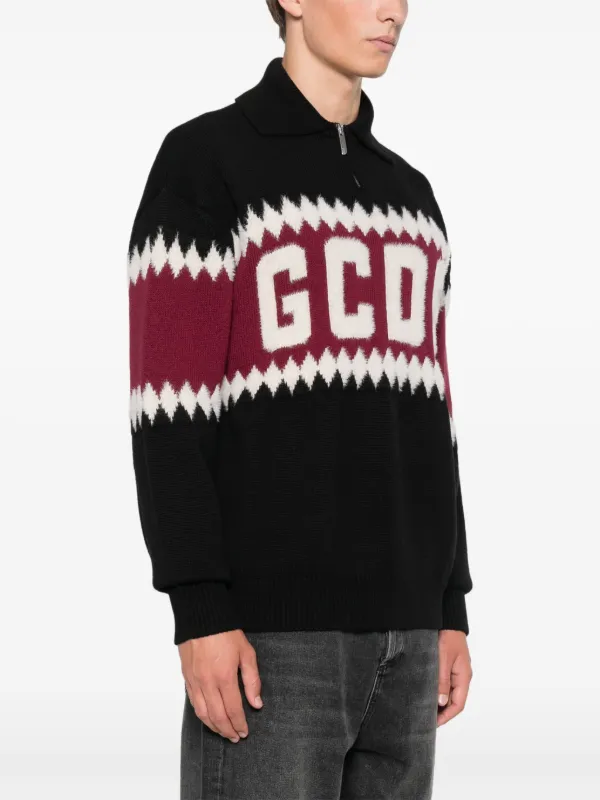 GCDS Maglione Con Logo a Intarsi Nero FARFETCH IT