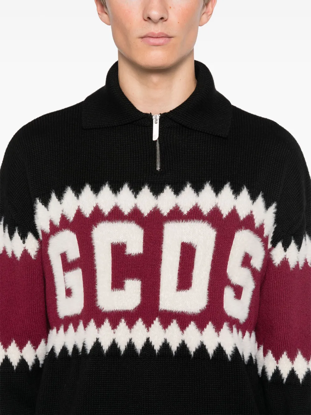 GCDS Trui met logo-intarsia Zwart