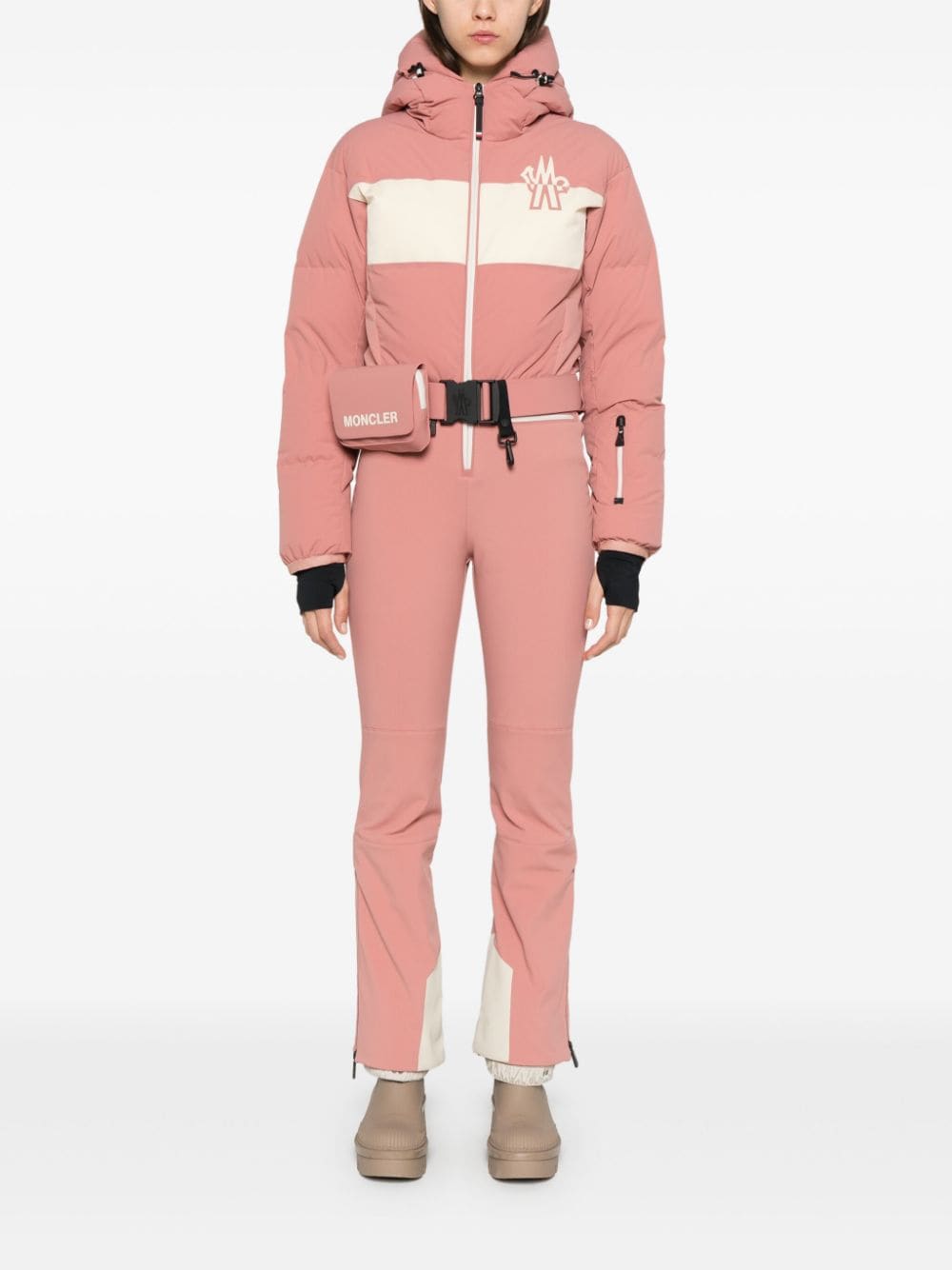 Shop Moncler Down Ski Jumpsuit In Rosa