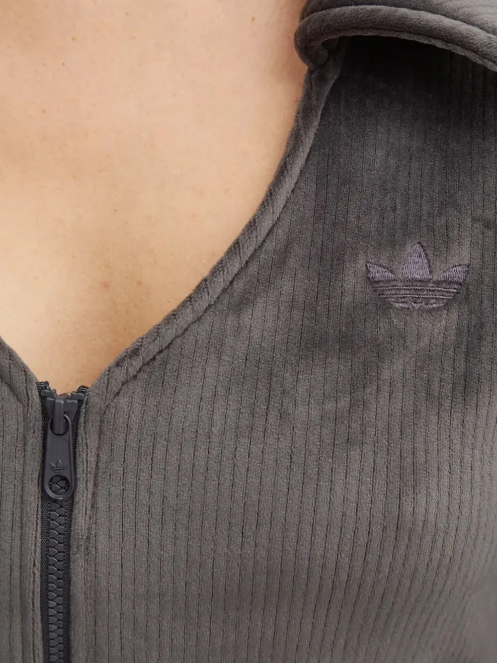 adidas Fluwelen sweater met rits Grijs