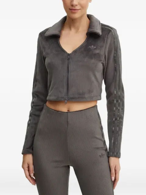 adidas ribbed-velour zip-up sweatshirt 