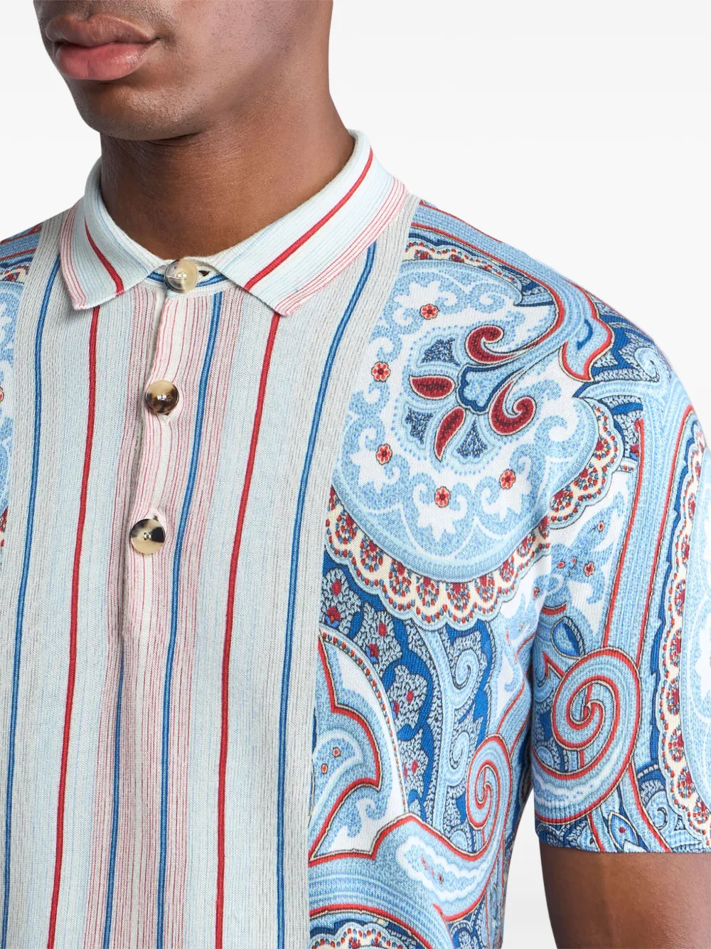 ETRO Poloshirt met paisley-print Blauw