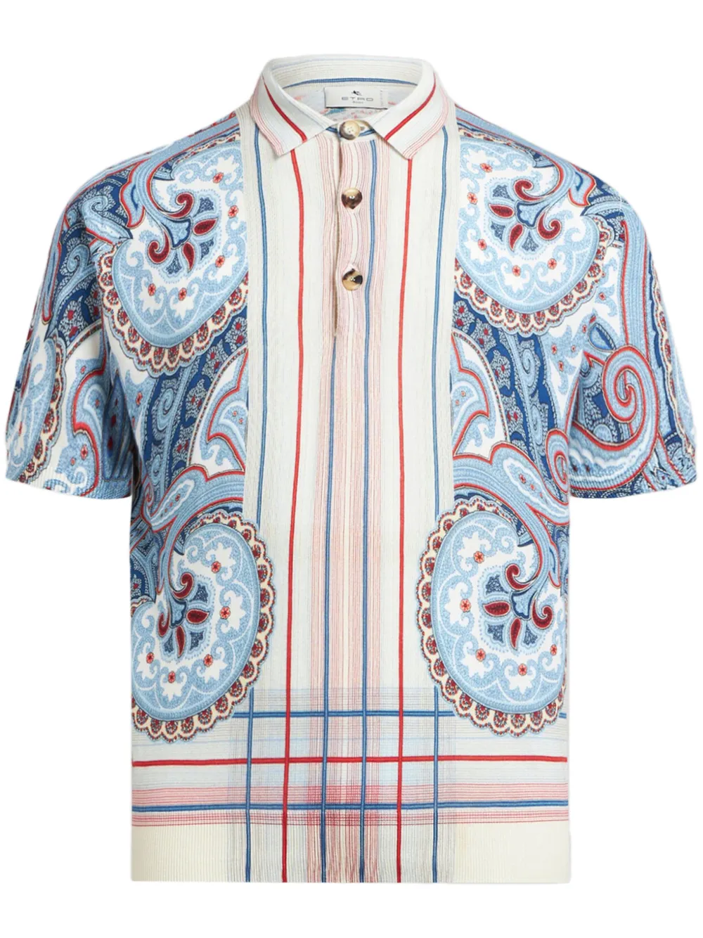 ETRO Poloshirt met paisley-print Blauw