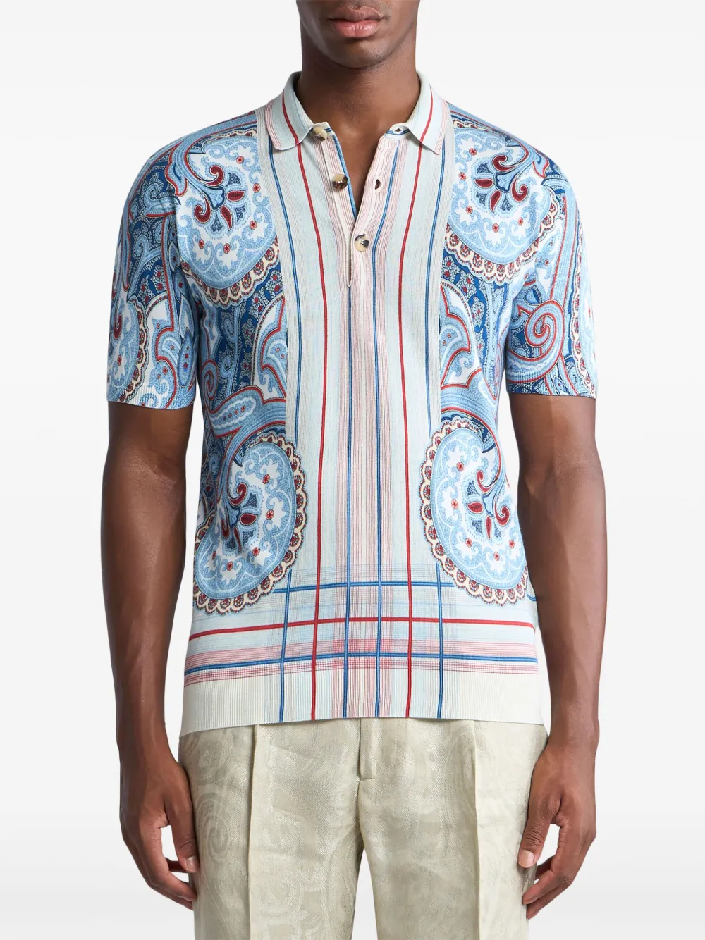 ETRO Poloshirt met paisley-print Blauw