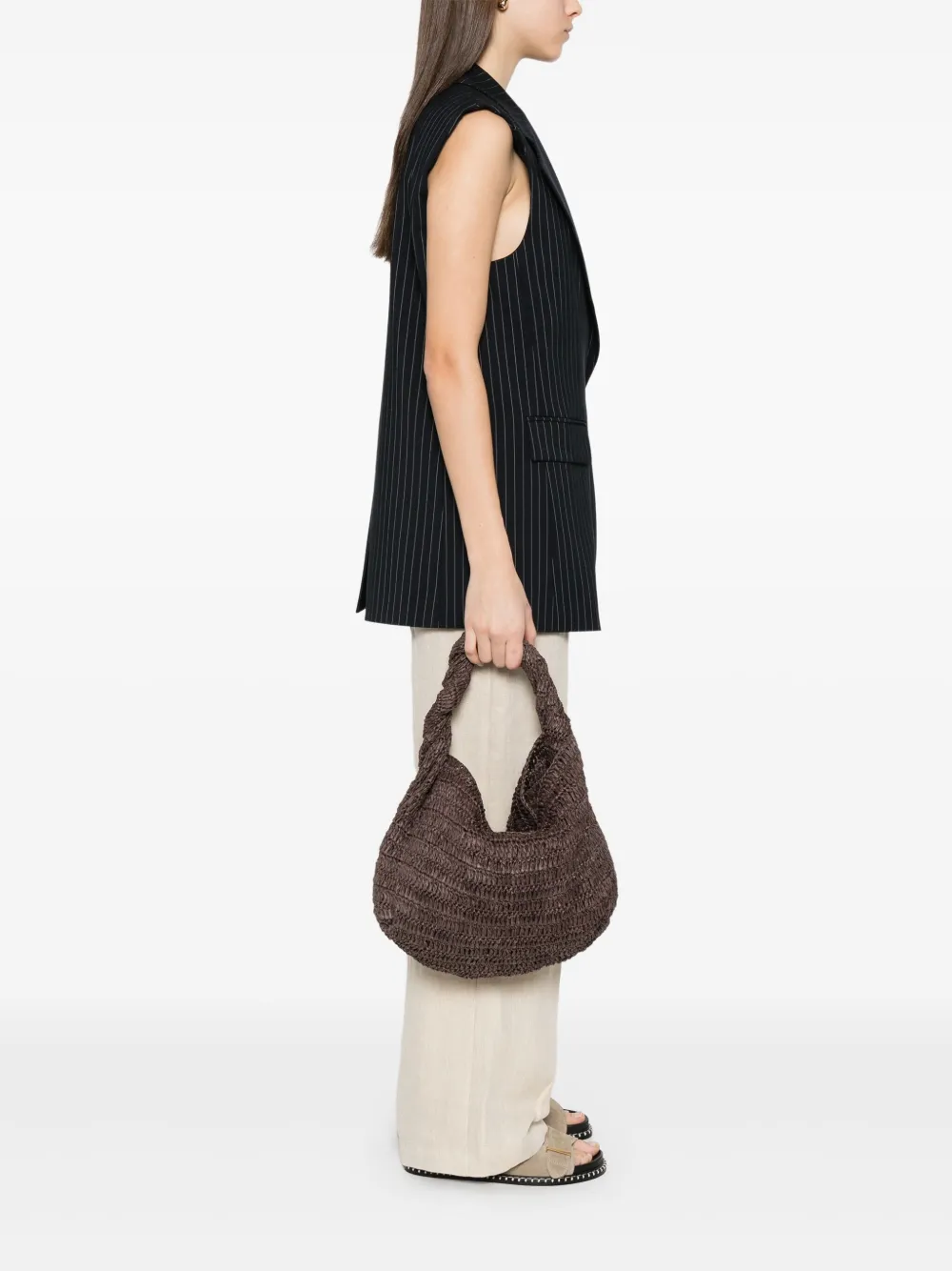 P.A.R.O.S.H. Raffia shopper Bruin