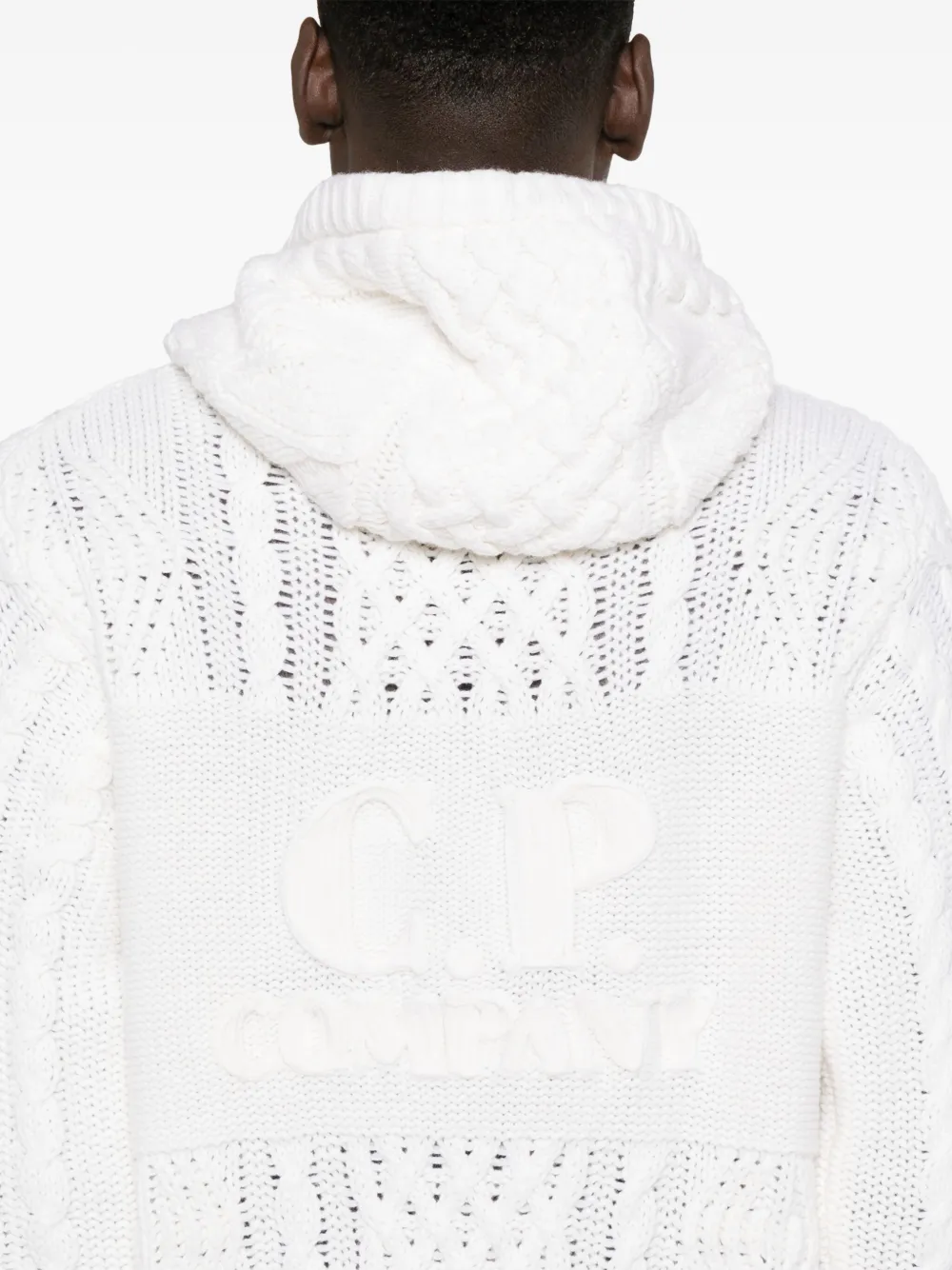 C.P. Company Kabelgebreid vest Wit