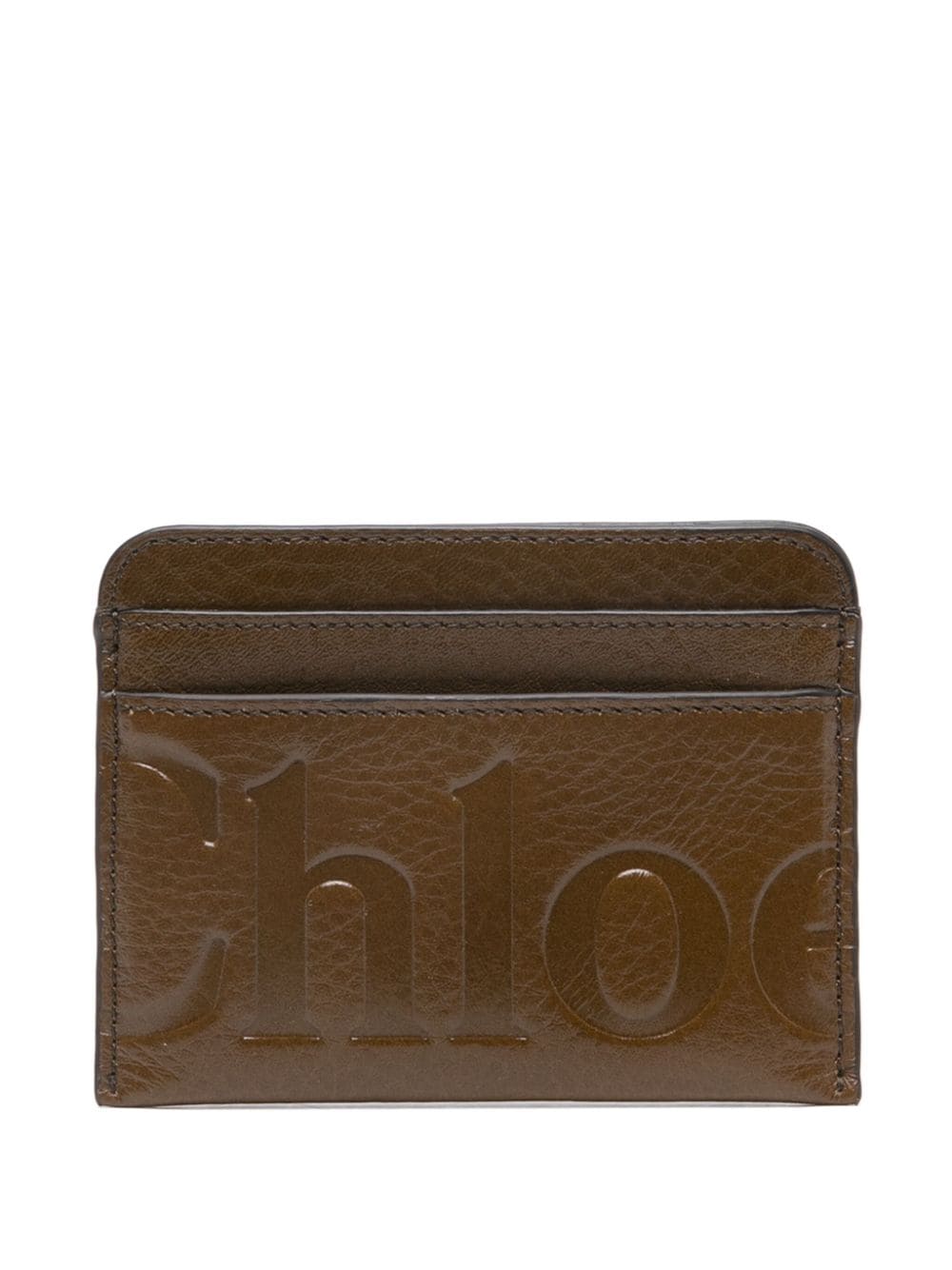 Shop Chloé Logo-debossed Card Holder In Brown