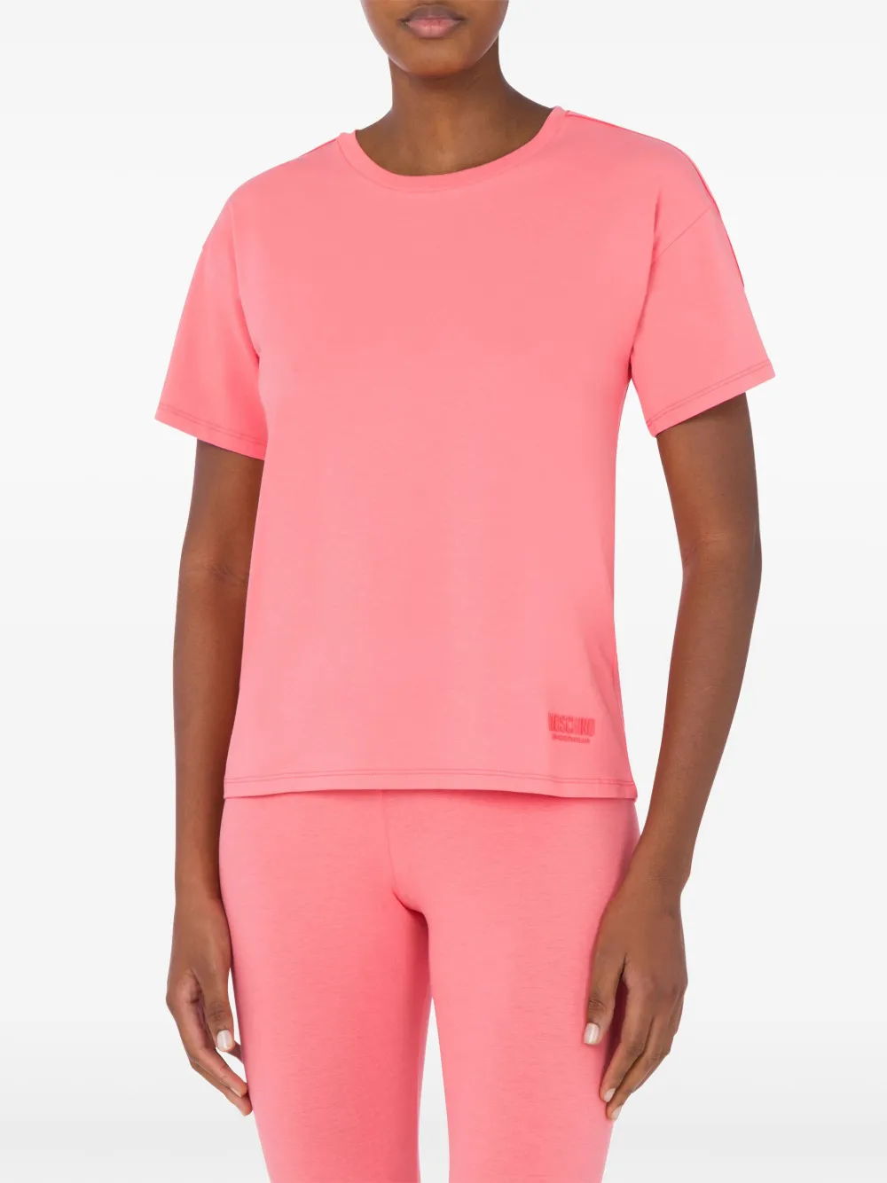Moschino T-shirt Pyjamashirt met geborduurd logo Roze