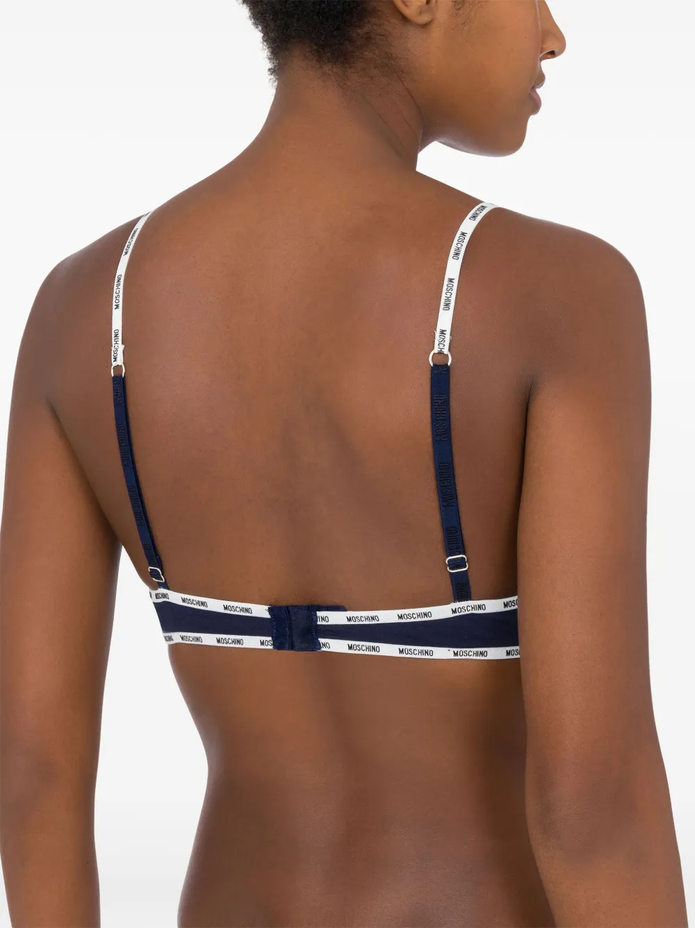Moschino Triangel bh met logoband Blauw