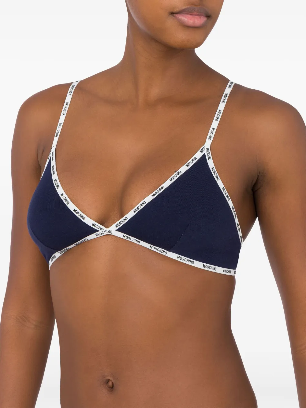 Moschino Triangel bh met logoband Blauw