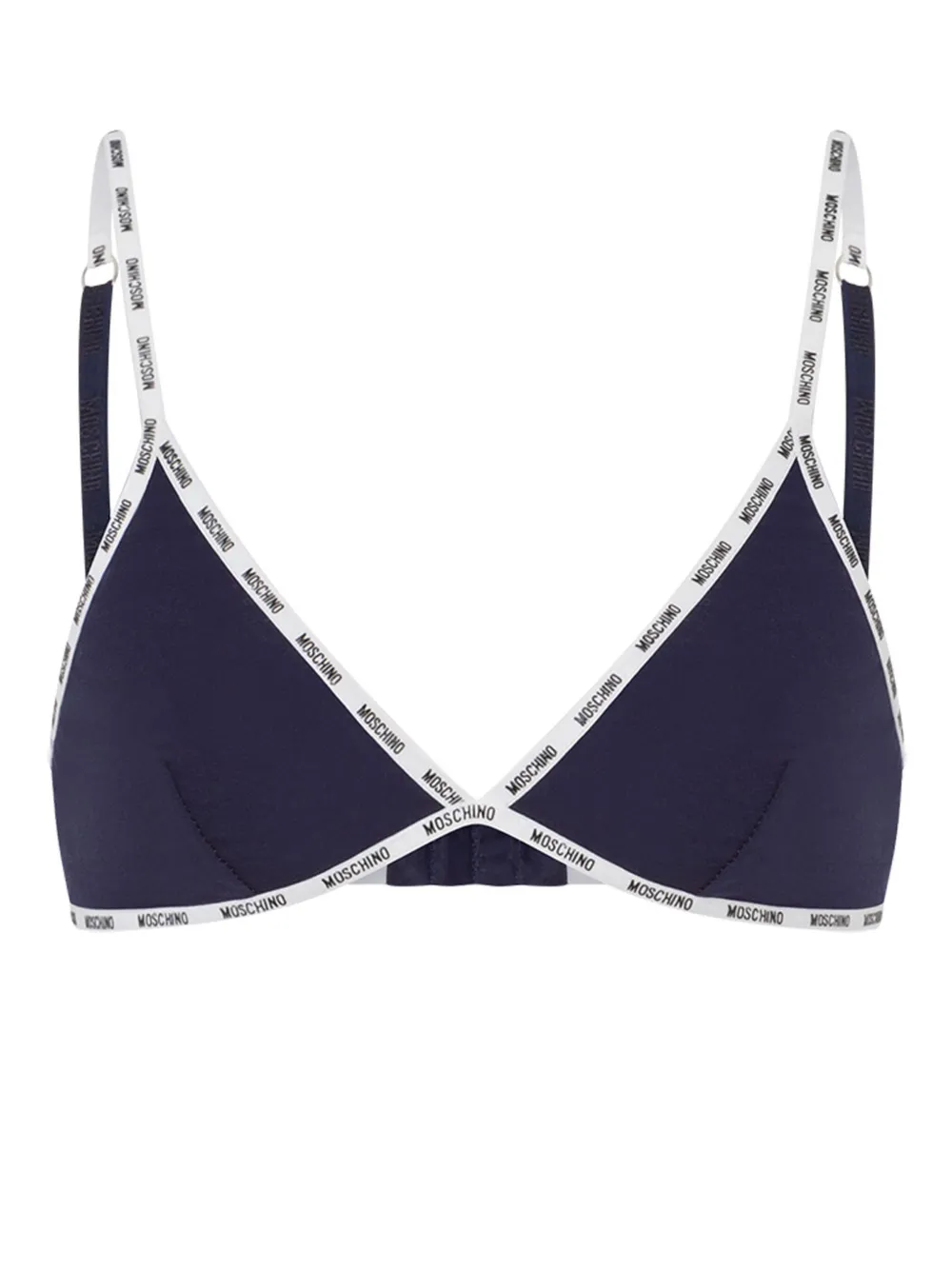 Moschino Triangel bh met logoband Blauw