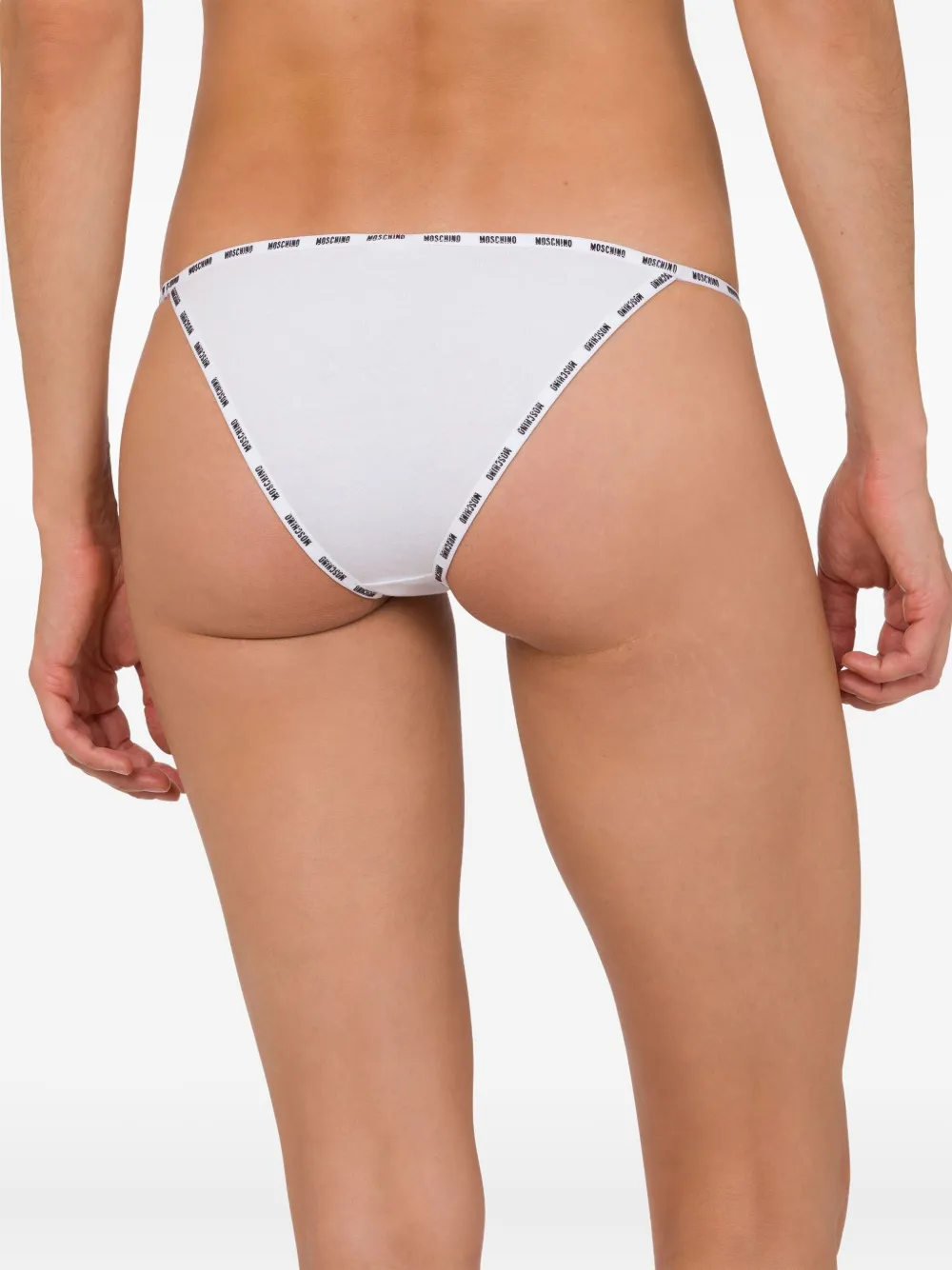 Moschino Twee paar strings met logo Wit