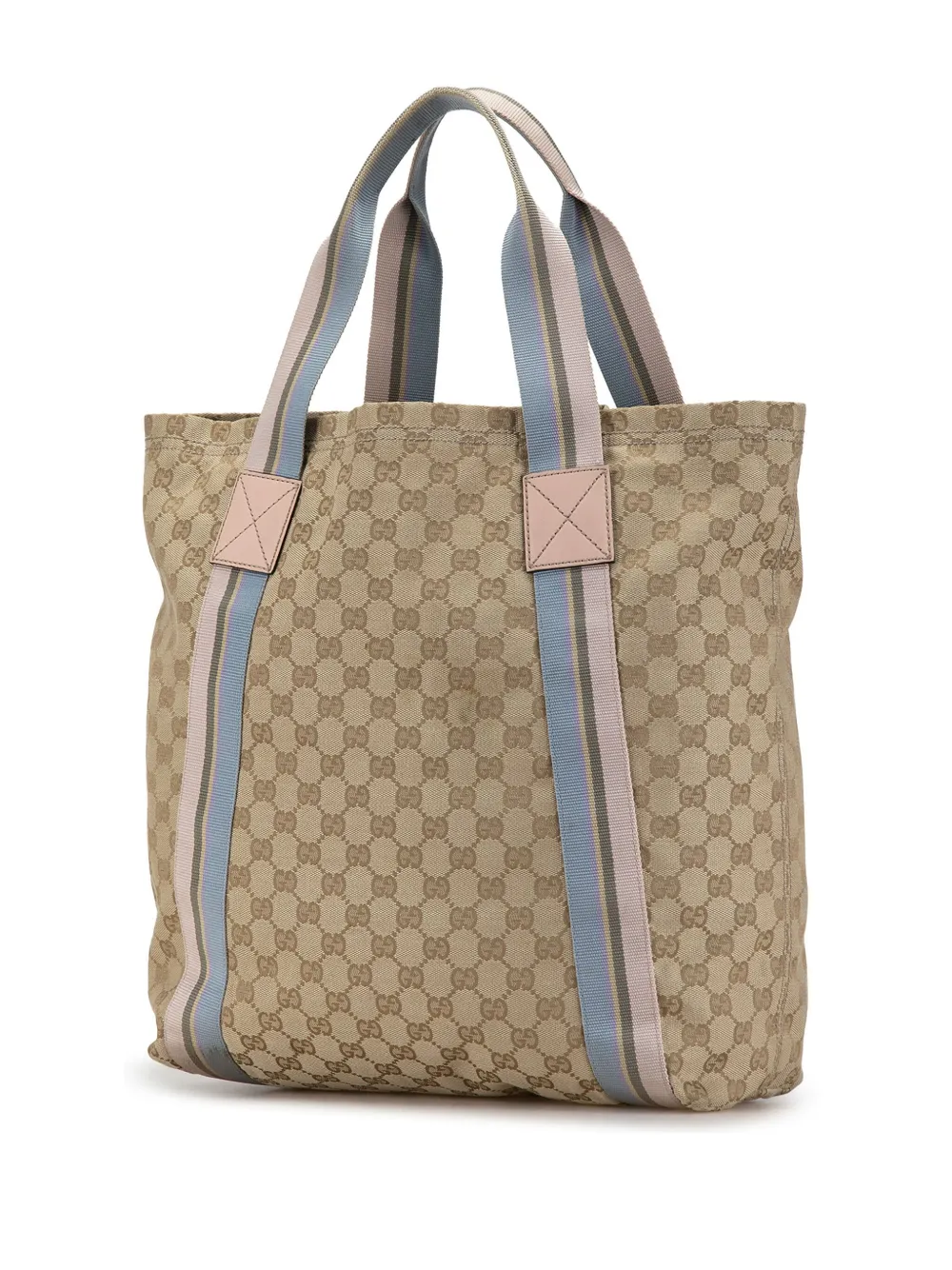Pre-owned Gucci 2000-2015 Gg Canvas Web Tote Bag In 褐色