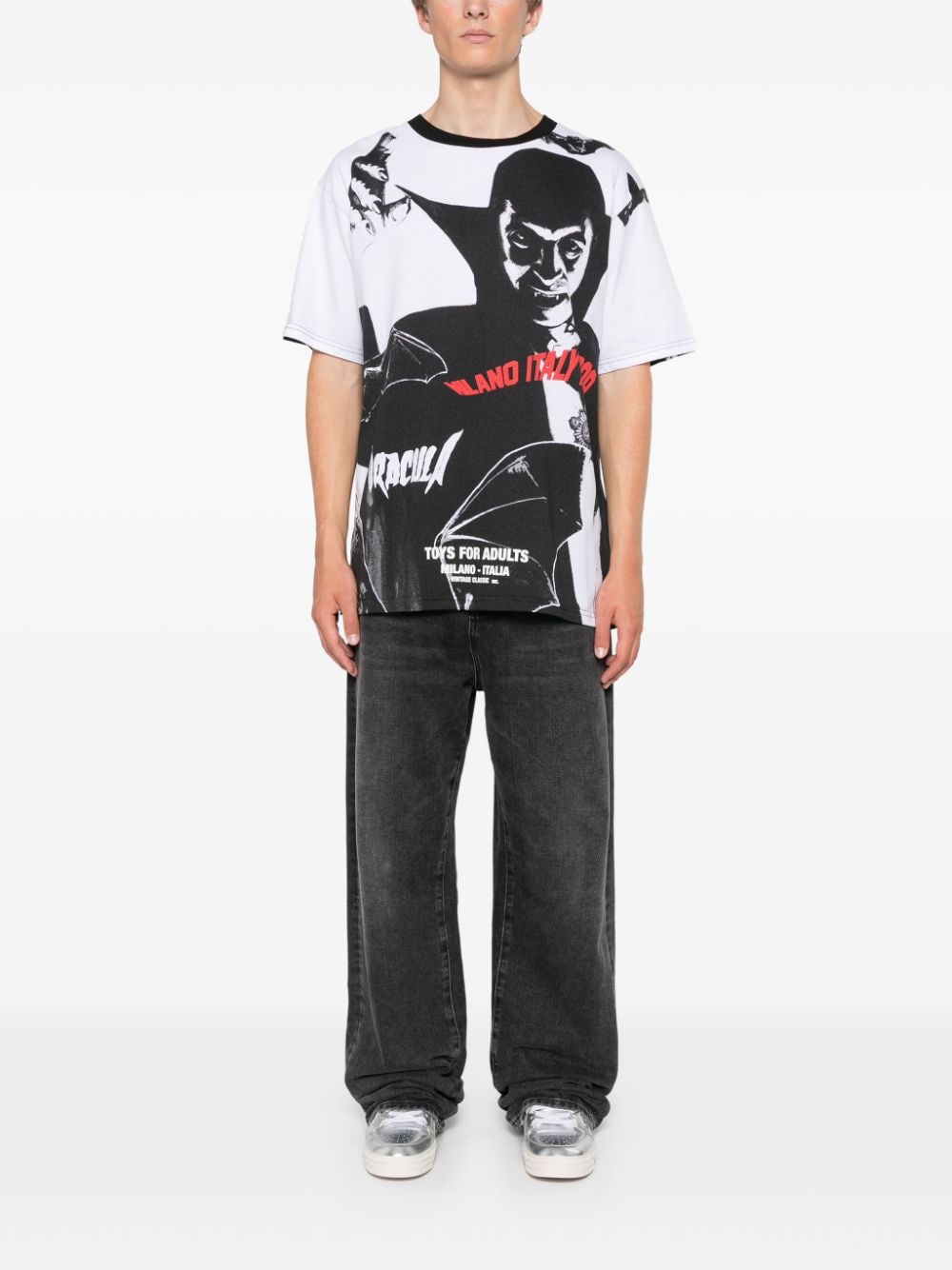 GCDS T-shirt met Dracula print - Zwart