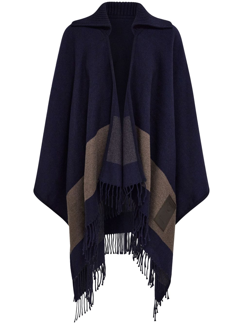 Ferragamo fringed cape - Blue