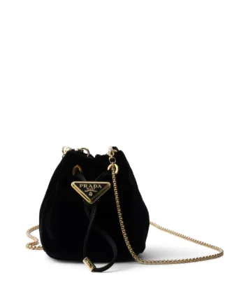【PRADA】VELVET MINI BUCKET BAG Prada Velvet Mini Bag | Black | FARFETCH