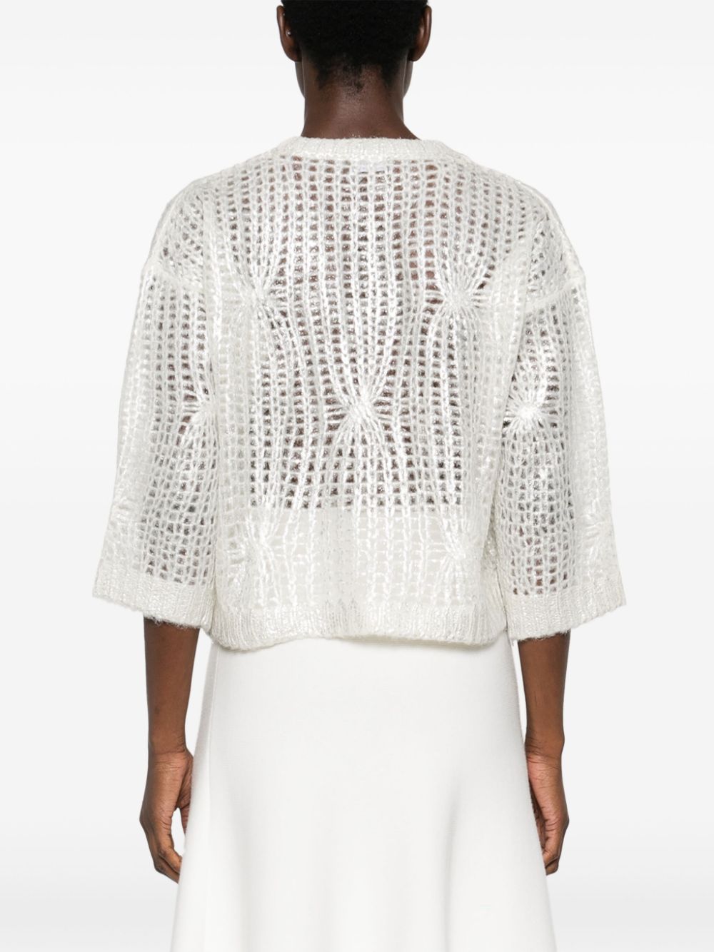 Shop Peserico Lamé-effect Sweater In White