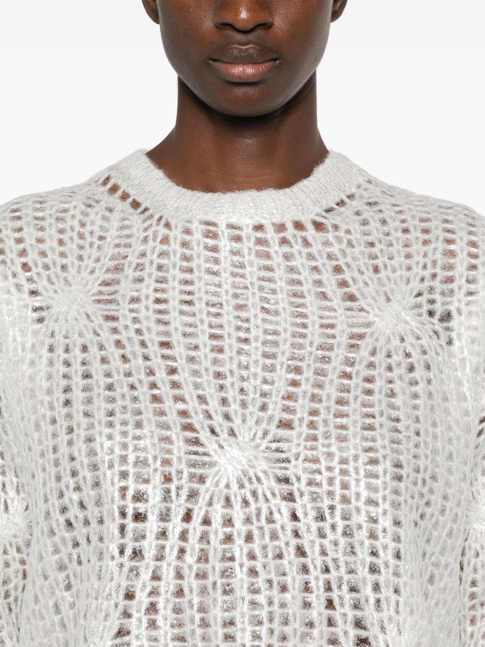 Shop Peserico Lamé-effect Sweater In White