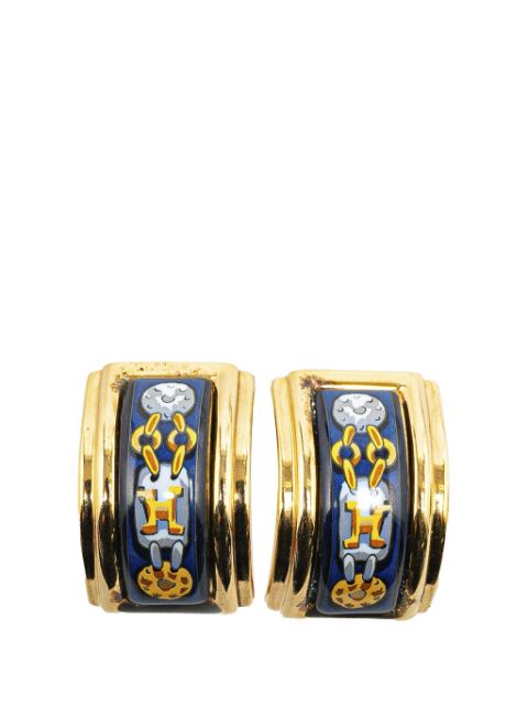 Hermes 20th Century Cloisonne Enamel Clip On costume earrings Women