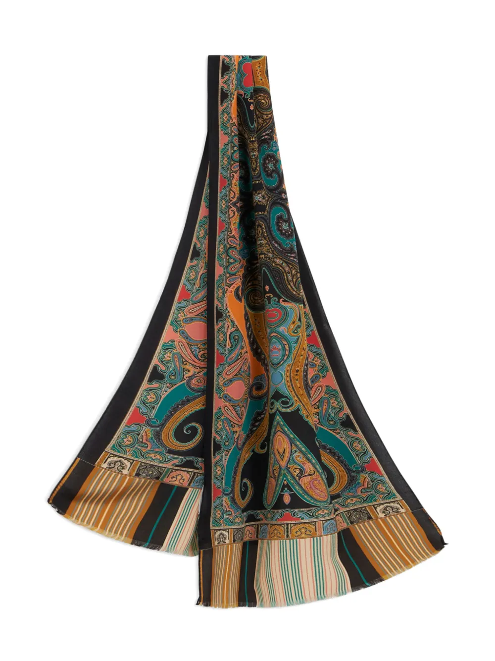 ETRO Zijden sjaal met paisley-print Zwart