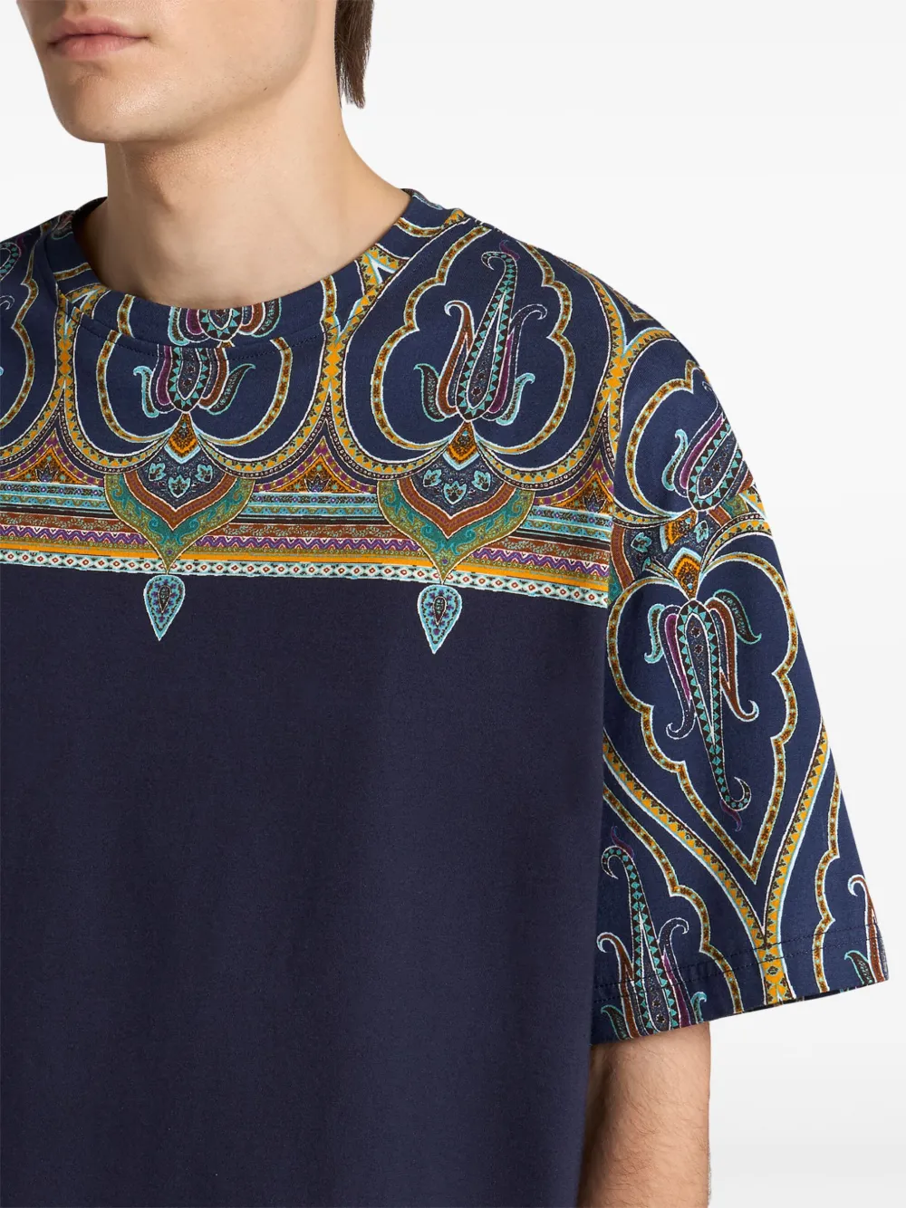 ETRO T-shirt met paisley-print Blauw