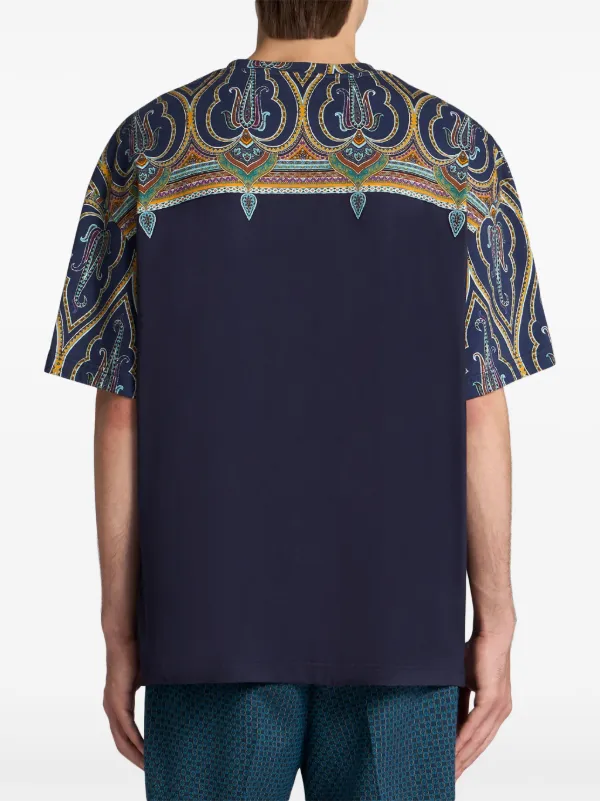 Tシャツ・カットソー Etro T-Shirt With Logo Etro - Logo-Embroidered Cotton T-Shirt - Blue Etro