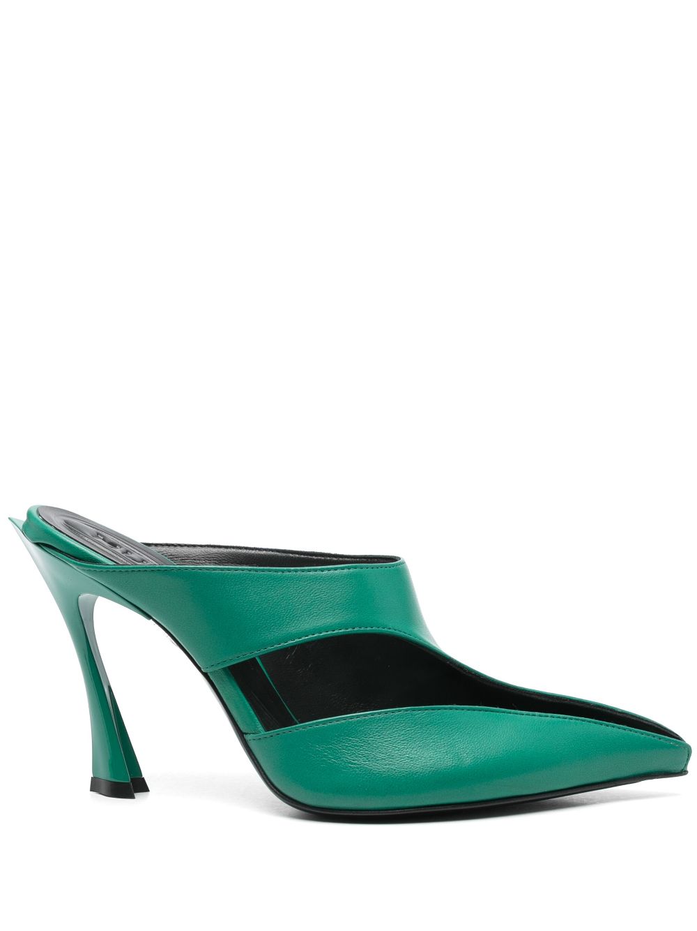 Mugler 95mm cut-out mules Green