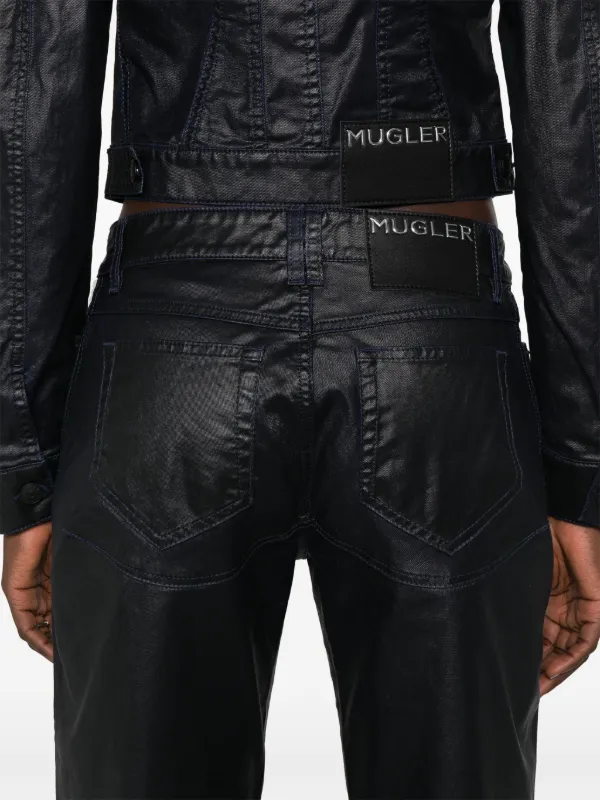 ワックスストレートレッグパンツ Mugler ワックス ストレートパンツ | ブルー | FARFETCH JP