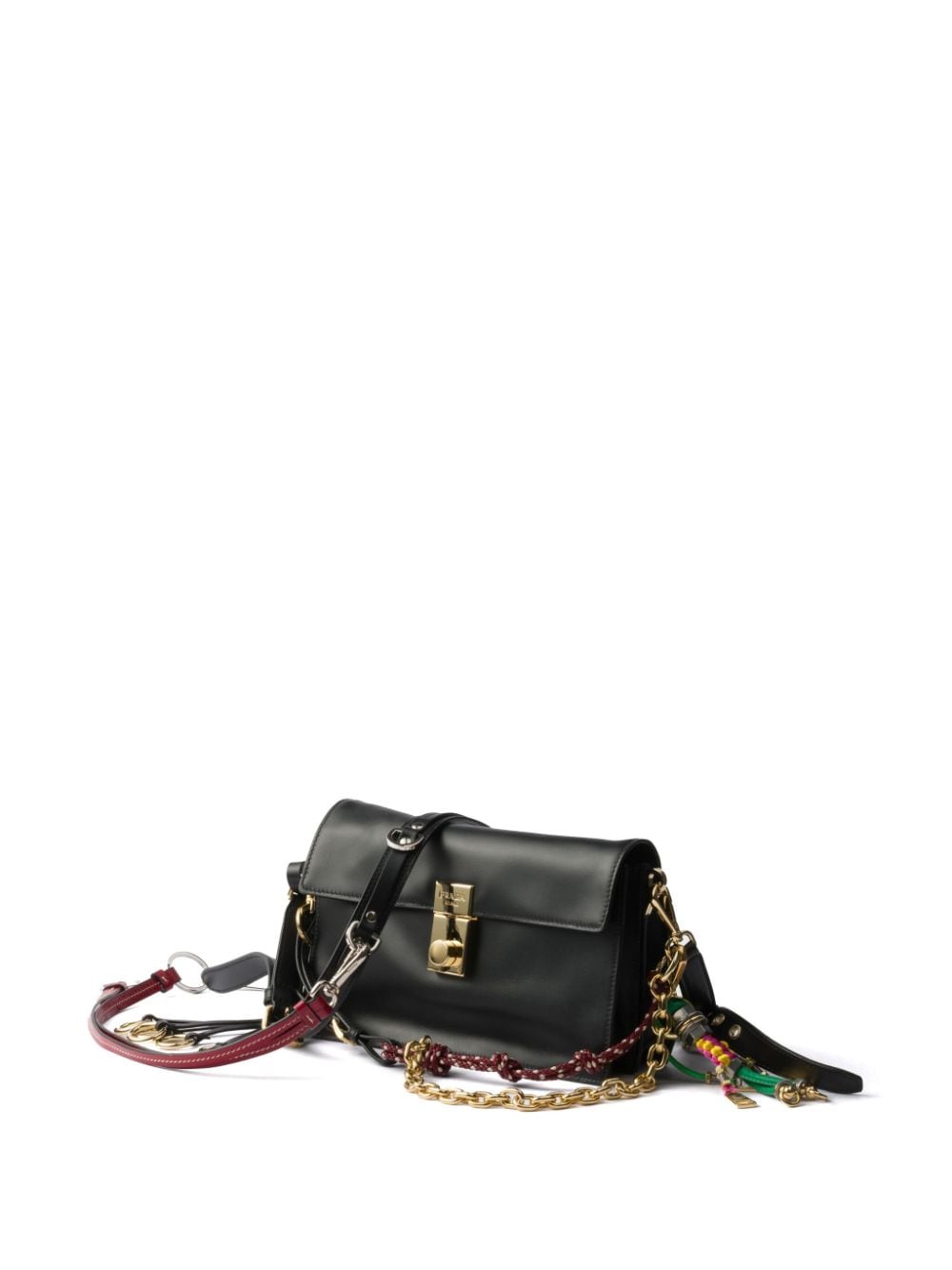 Shop Prada Soft Sound Small Leather Shoulder Bag In Schwarz