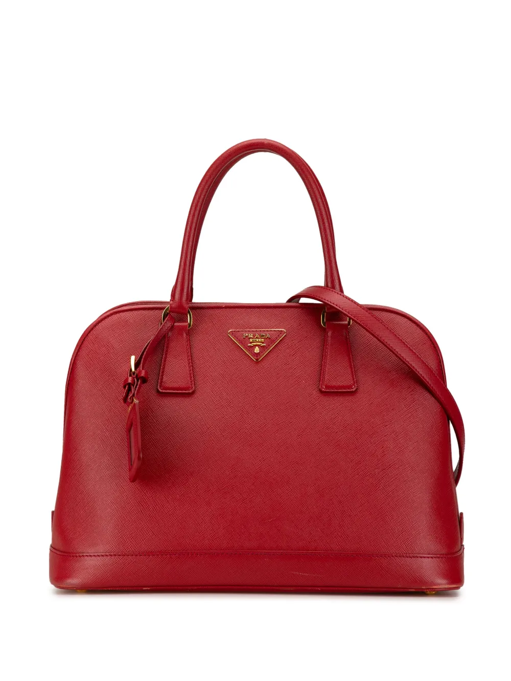 Prada Pre Owned 2013 2023 Saffiano Lux Dome Bag Satchel Red FARFETCH