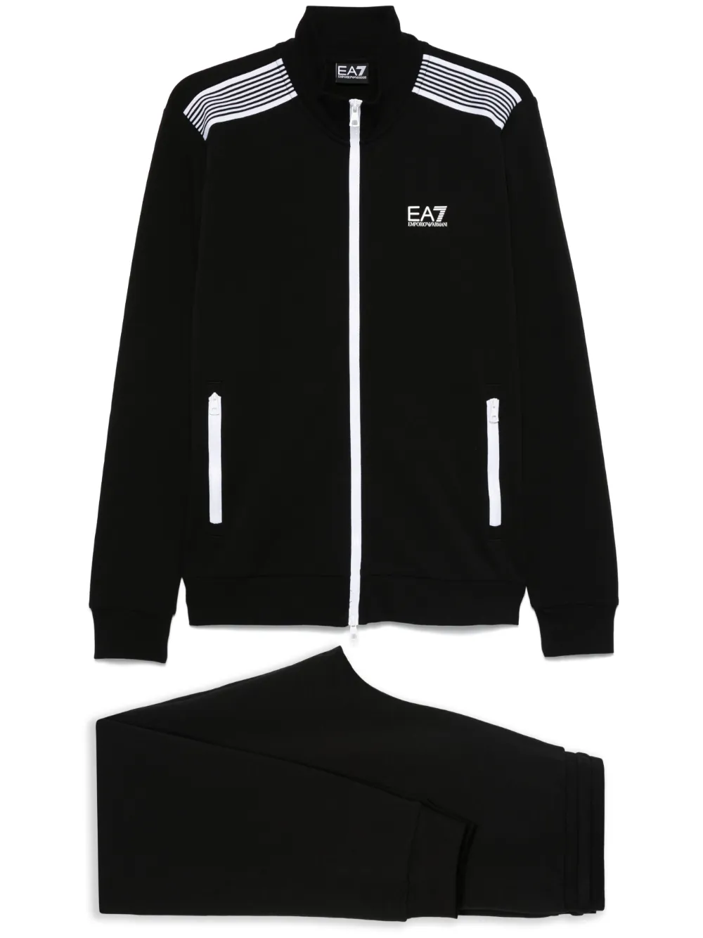 Ea7 Emporio Armani Trainingspak met jersey textuur Zwart