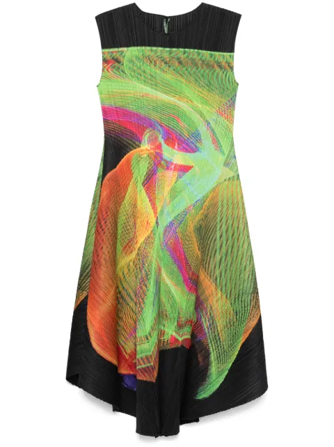 Pleats Please Issey Miyake abstract-print midi dress