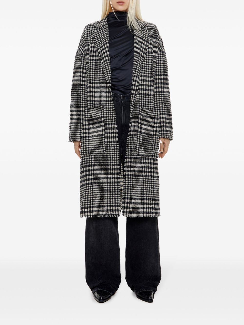 Shop Bimba Y Lola Checked Coat In Black