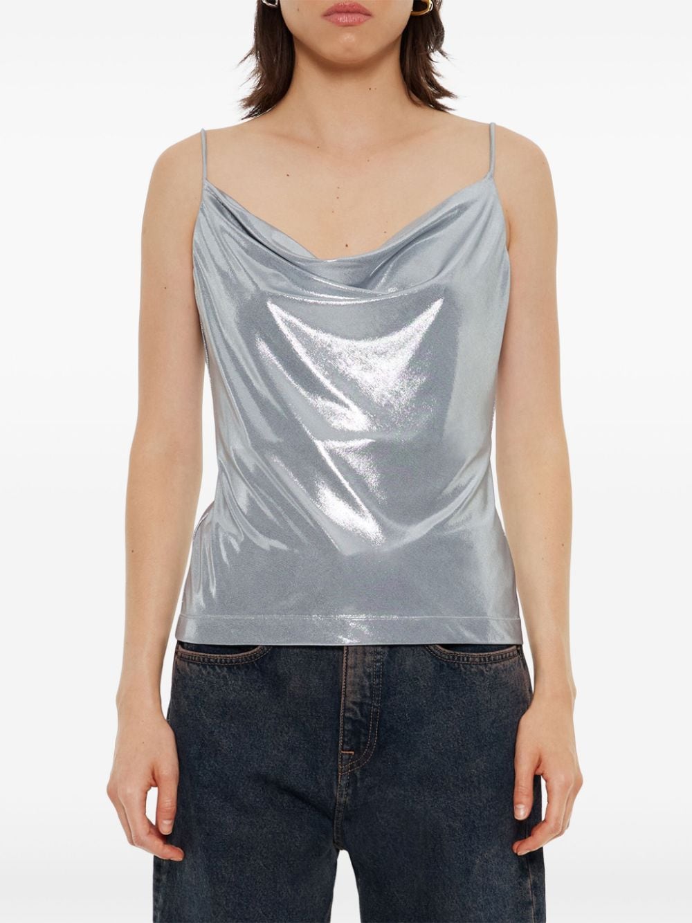 Shop Bimba Y Lola Metallic-finish Top In Grey