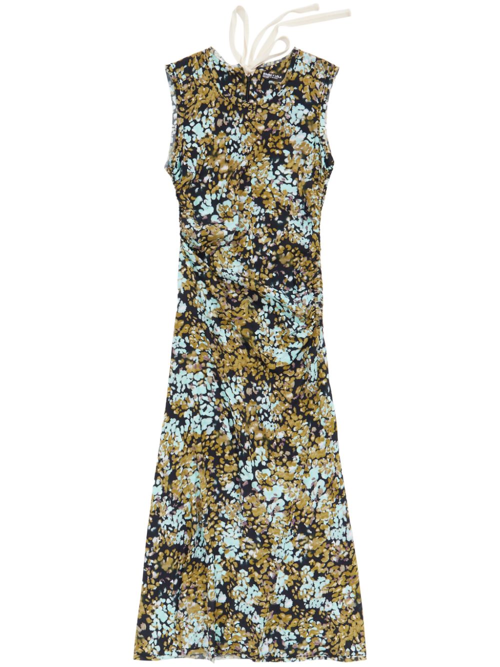 Leomimosa-print frayed midi dress