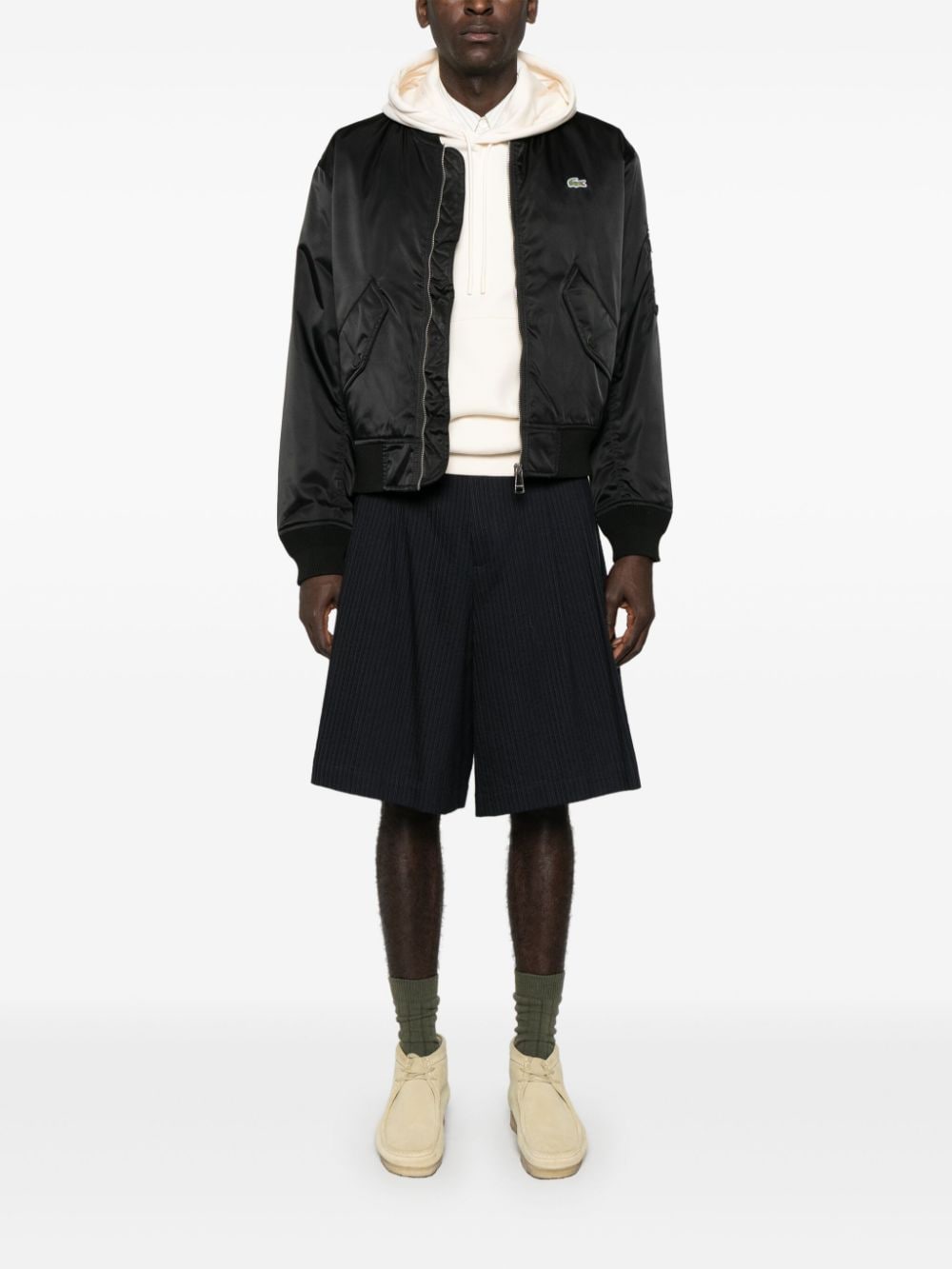 Shop Lacoste Padded Bomber Jacket In Black